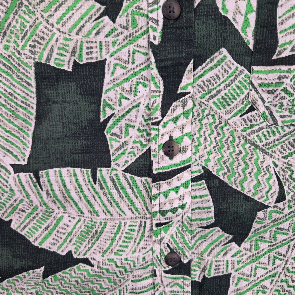 Columbia Button Down Shirt Mens Large Green Tropical Leaf Print Short Sleeve - Picture 3 of 9